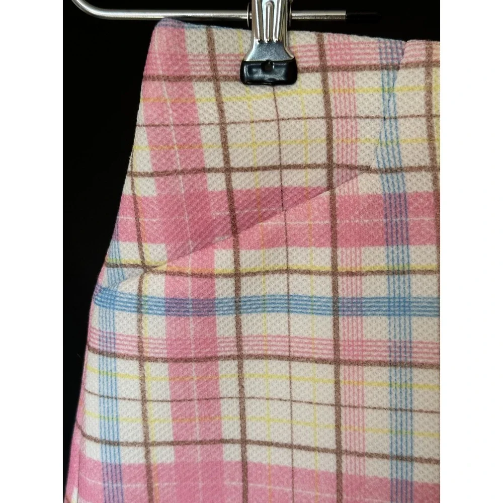Vintage 1970s DiFini Originals Pastel Plaid Skirt Pink Blue Easter Tennis Skirt
